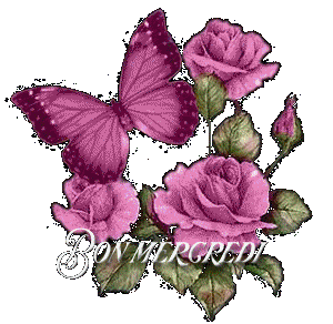 Gif animé Bon mercredi fleurs papillons